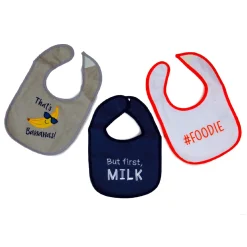 That's Bananas Grey, Orange And Blue 3 Pk Bibs