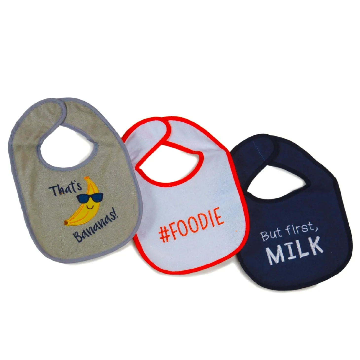 That's Bananas Grey, Orange And Blue 3 Pk Bibs