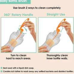 Twist And Turn Orange Bottle And Nipple Cleaning Brush Set of 2