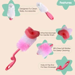 Twist And Turn Pink Bottle And Nipple Cleaning Brush Set of 2