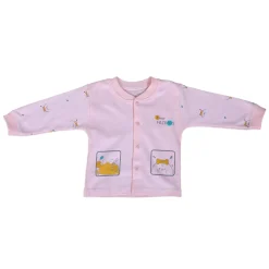Two Friends Full Sleeves 2 Piece Buttoned Pyjama Set Night Suit - Pink