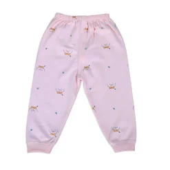 Two Friends Full Sleeves 2 Piece Buttoned Pyjama Set Night Suit - Pink