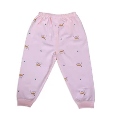 Two Friends Full Sleeves 2 Piece Buttoned Pyjama Set Night Suit - Pink