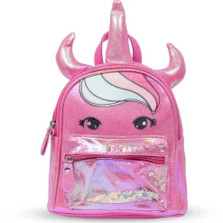 Unicorn Sequined Dual Tone Backpack Trendy Bag - Hot Pink