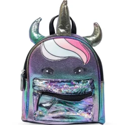 Unicorn Sequined Dual Tone Backpack Trendy Bag - Black