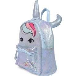 Unicorn Sequined Dual Tone Backpack Trendy Bag - Blue