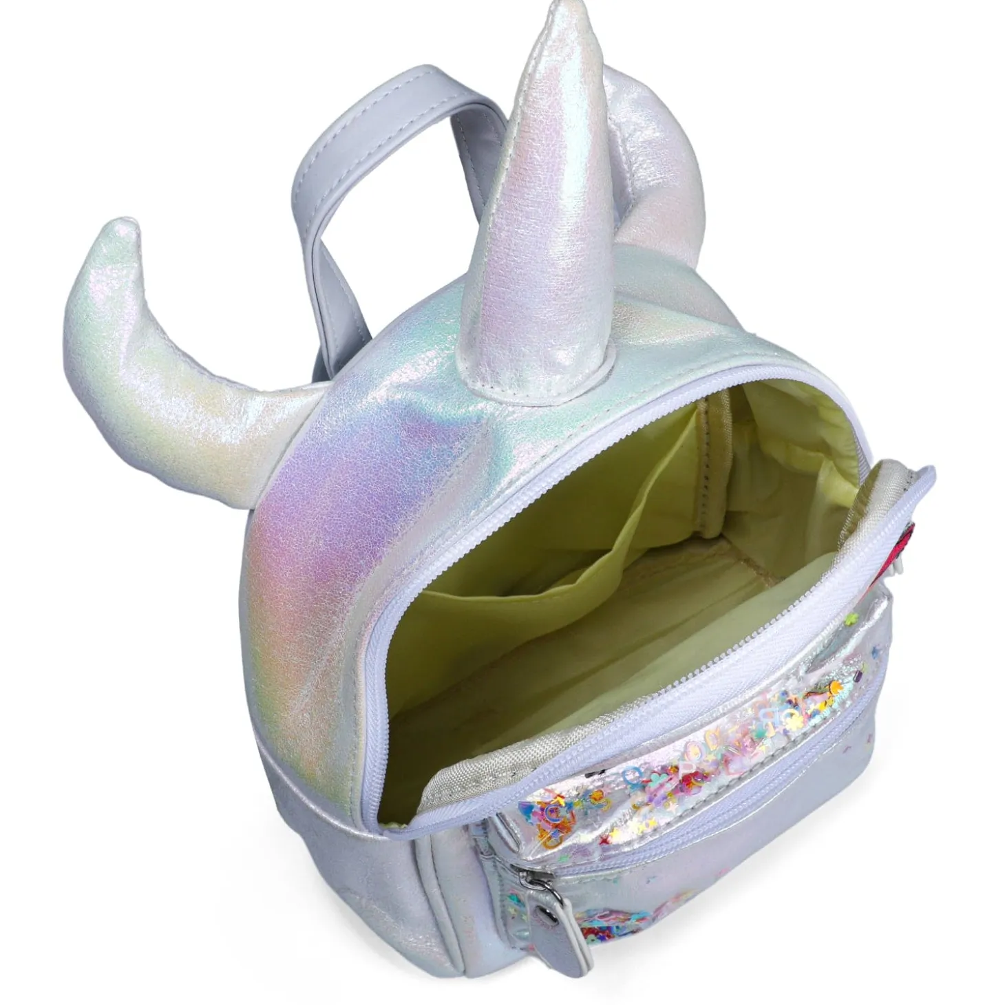 Unicorn Sequined Dual Tone Backpack Trendy Bag - White