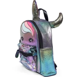 Unicorn Sequined Dual Tone Backpack Trendy Bag - Black