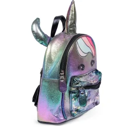Unicorn Sequined Dual Tone Backpack Trendy Bag - Black