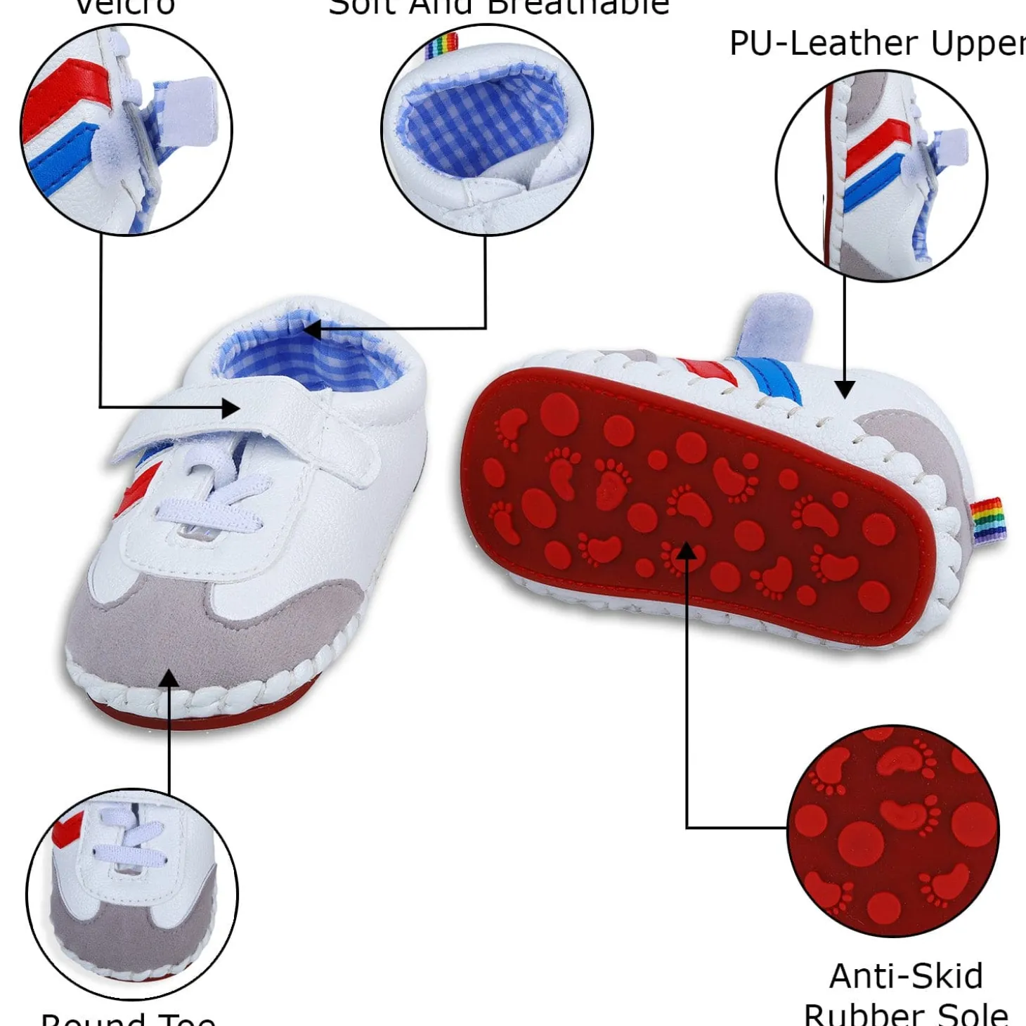 Velcro Colour Blocked Casual Anti-Skid Shoes - Multicolour