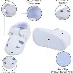 Velcro Hook-Loop Premium Anti-Slip Sandal Booties - White