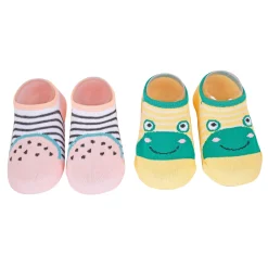 Watermelon And Frog Pink And Yellow 2 Pk Socks
