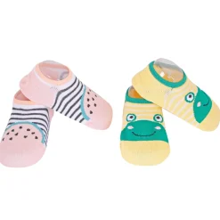 Watermelon And Frog Pink And Yellow 2 Pk Socks