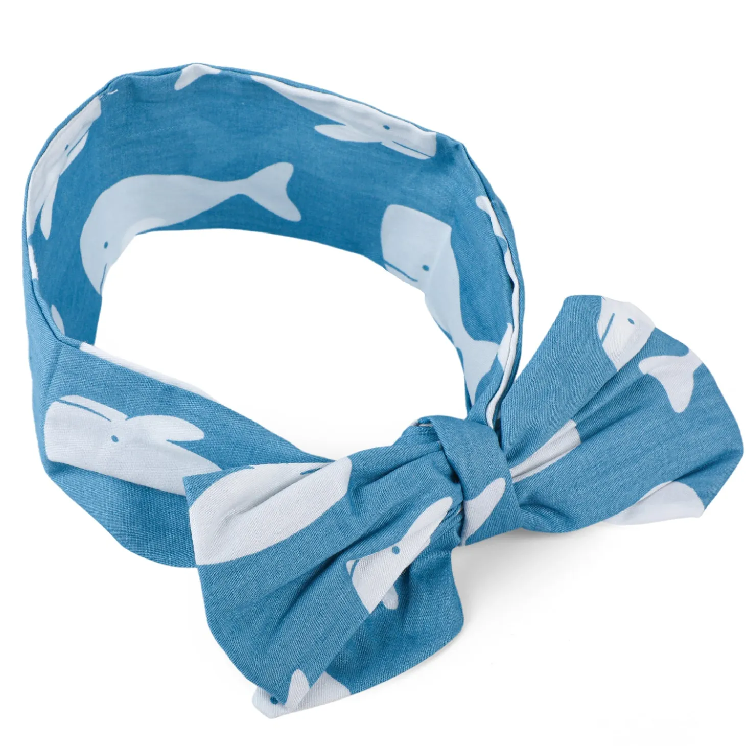 Whale Bow Knot Headband - Blue