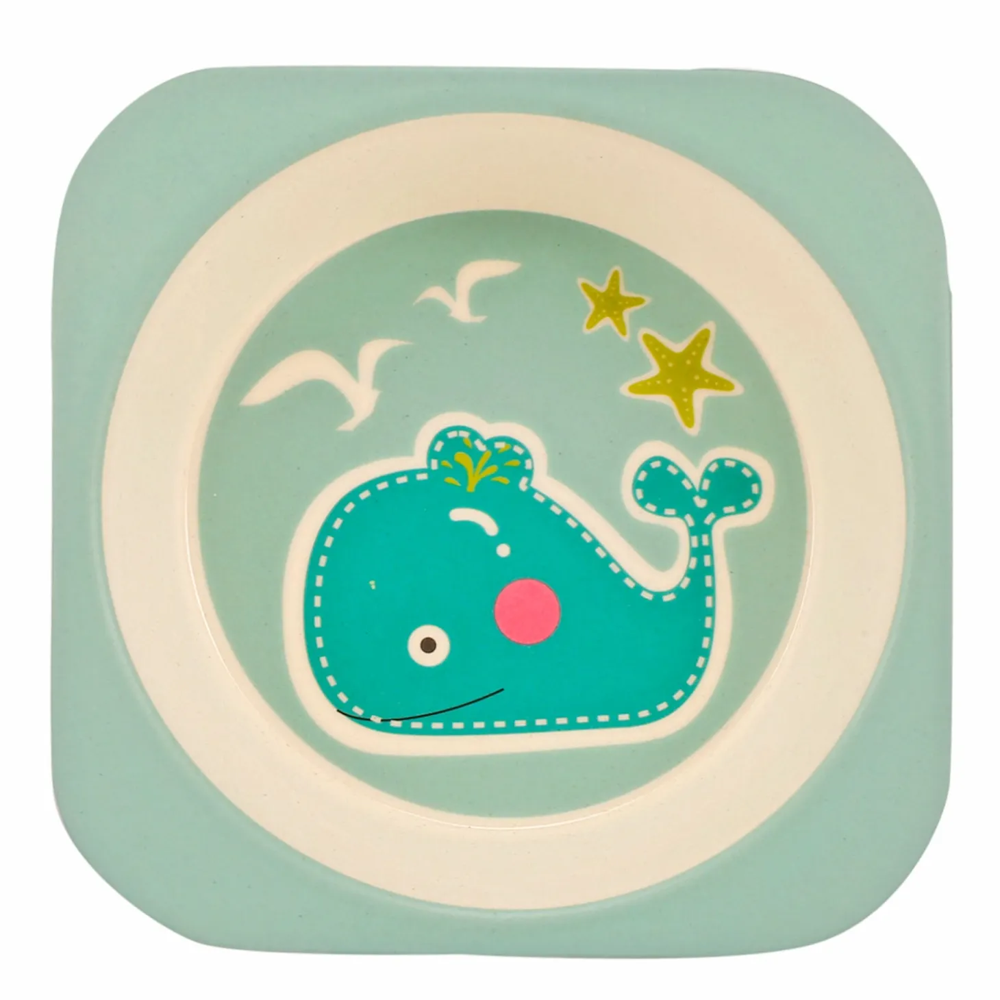 Whale Sea Green Bamboo Fiber Dinner Set