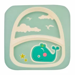 Whale Sea Green Bamboo Fiber Dinner Set