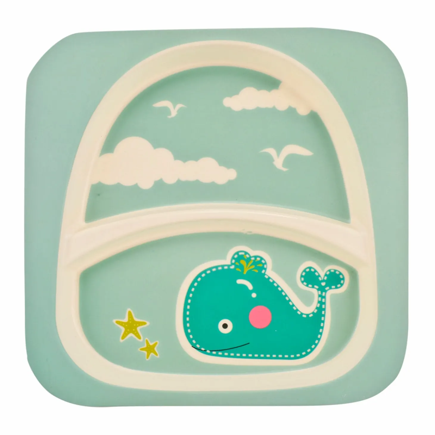 Whale Sea Green Bamboo Fiber Dinner Set