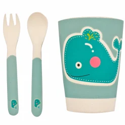 Whale Sea Green Bamboo Fiber Dinner Set