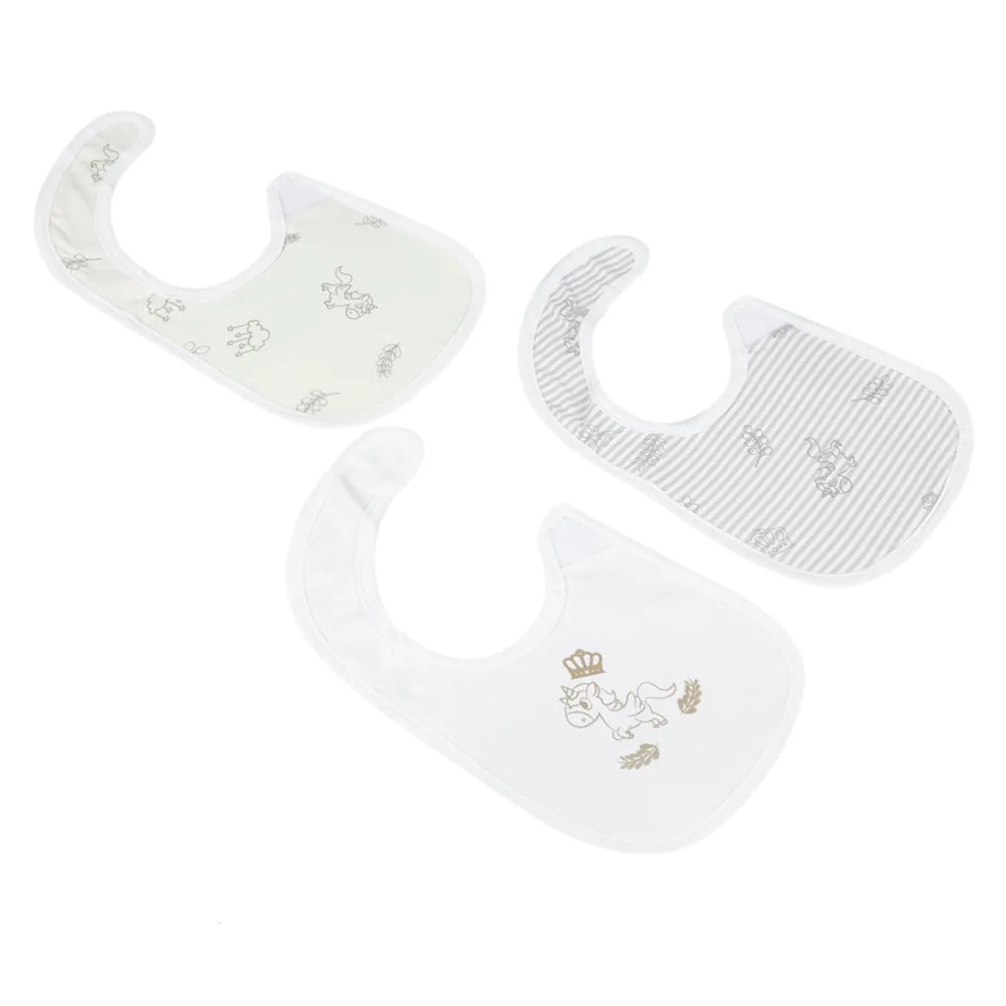 Whimsical Unicorn White 3 Pk Bibs