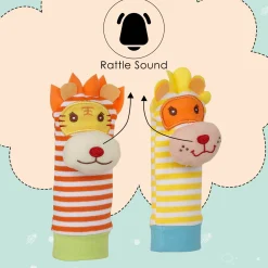 Wild Cats Yellow And Orange Set of 2 Socks Rattle