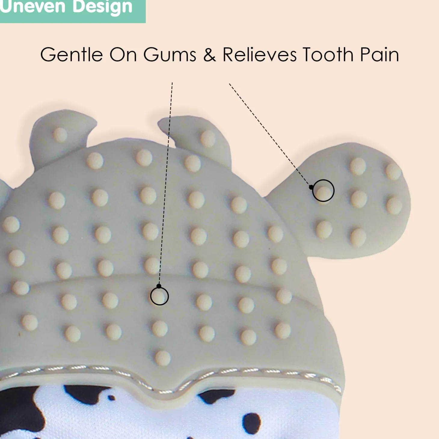 Winking Cow Grey Teething Mitten - 1 pc