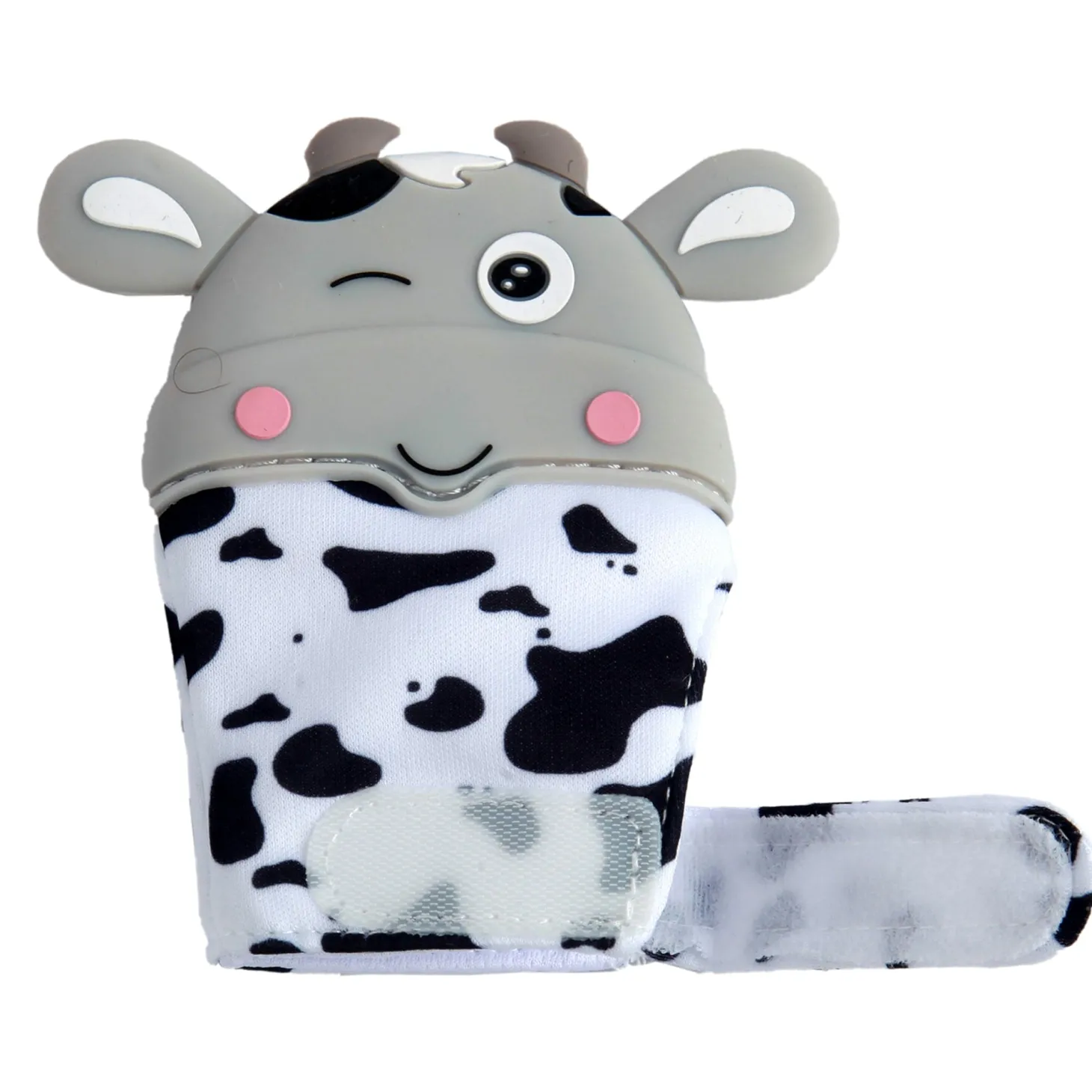 Winking Cow Grey Teething Mitten - 1 pc