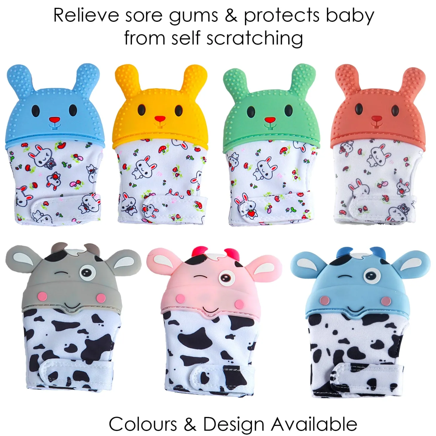 Winking Cow Grey Teething Mitten - 1 pc