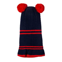 Winter Monkey Cap Woollen Hat Pom Pom Navy Blue