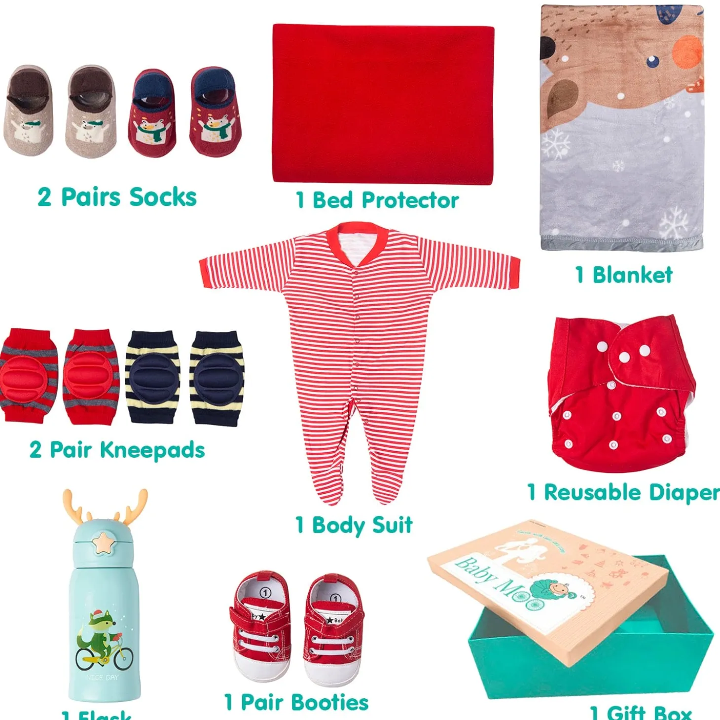 Wonderland Unisex Gift Hamper With Blanket, Romper, Socks And More