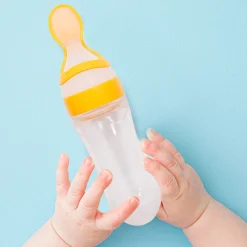 Yellow 90 Ml Squeeze Bottle Feeder With Dispensing Spoon