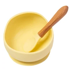 Yellow Silicon Bowl And Spoon Set