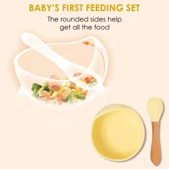 Yellow Silicon Bowl And Spoon Set