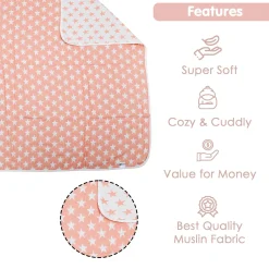 Your Star Is Born Peach XL Muslin Blanket