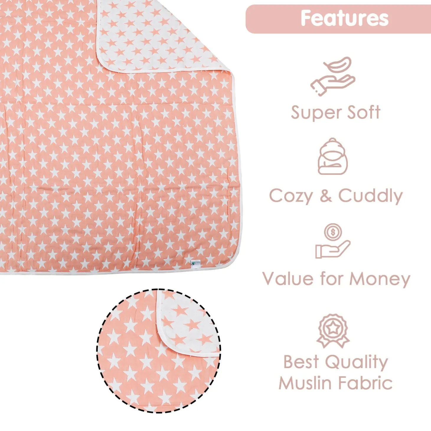 Your Star Is Born Peach XL Muslin Blanket