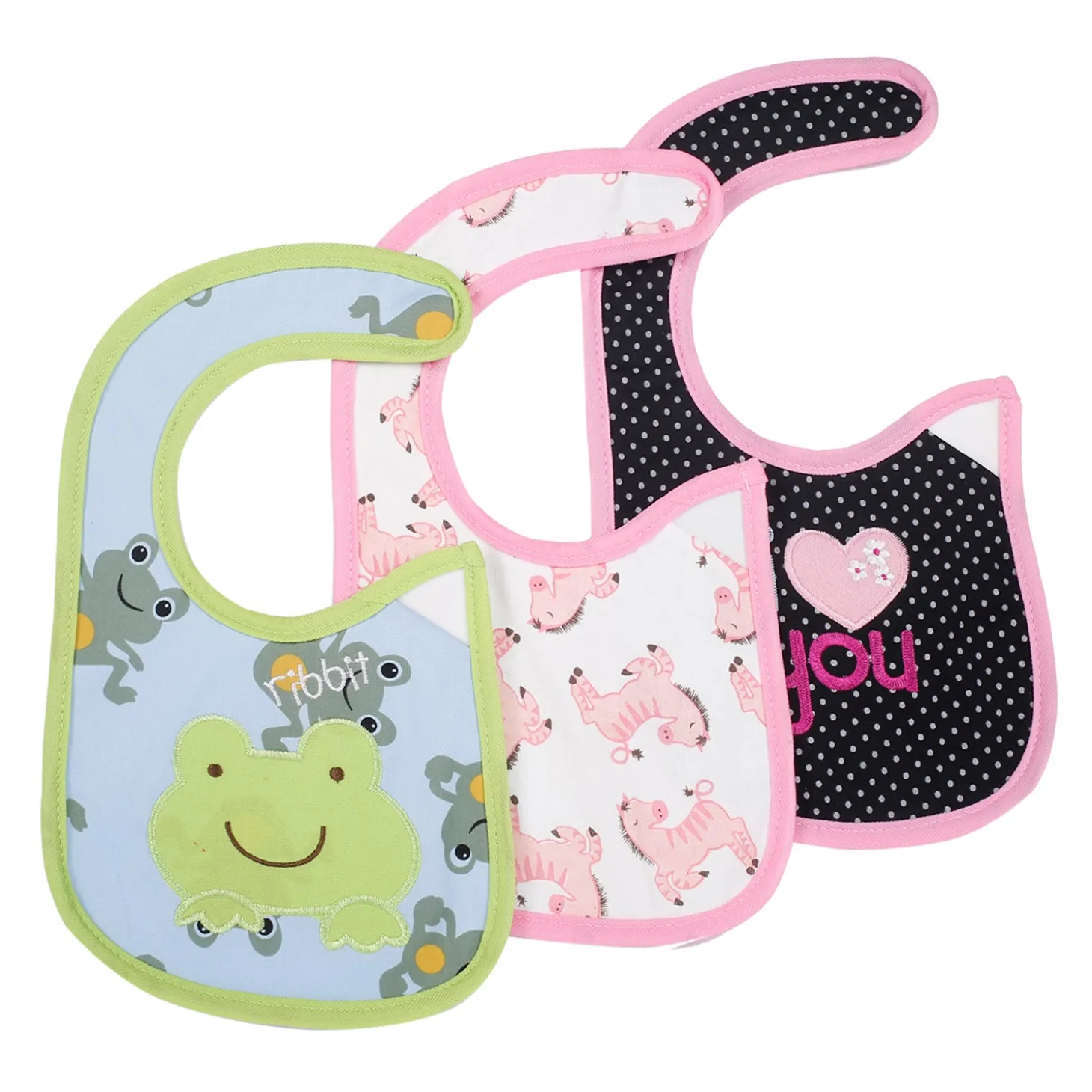 Zebra Multicolour 3 Pk Bibs